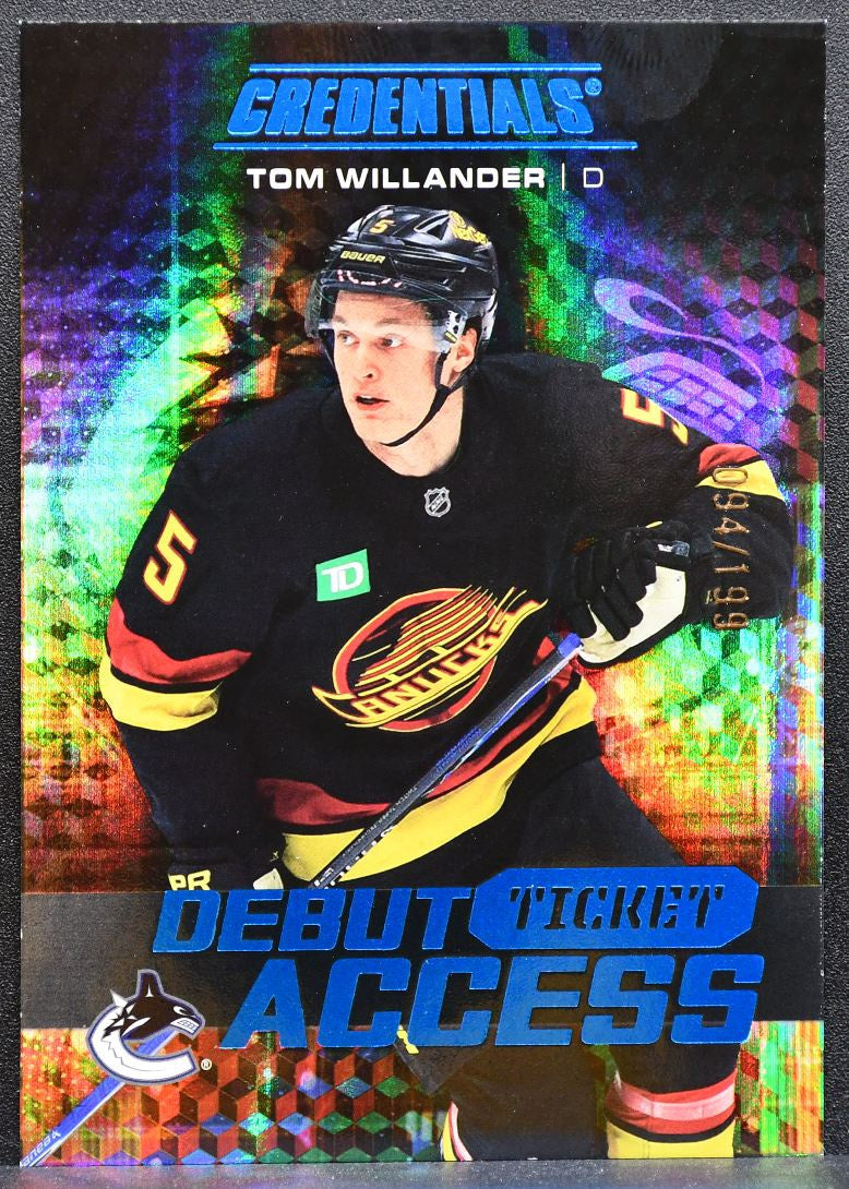 2025-26 UD Credentials Debut Ticket Access Blue Tom Willander Canucks RC 0191