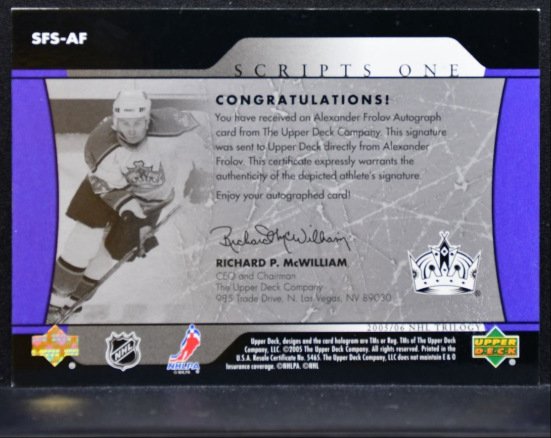 2005-06 Upper Deck Trilogy Script One Alexander Frolov SFS-AF Kings Auto 2677