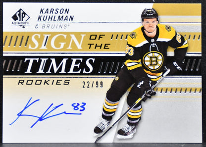 2019-20 SP Authentic Sign of the Times Rookies Kuhlman Bruins RC Auto 22/99 3920
