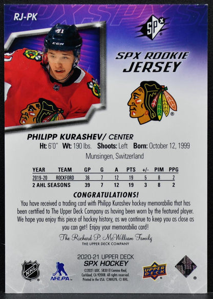 2020-21 SPx Rookie Jersey Philipp Kurashev RJ-PK RC Jersey 9415