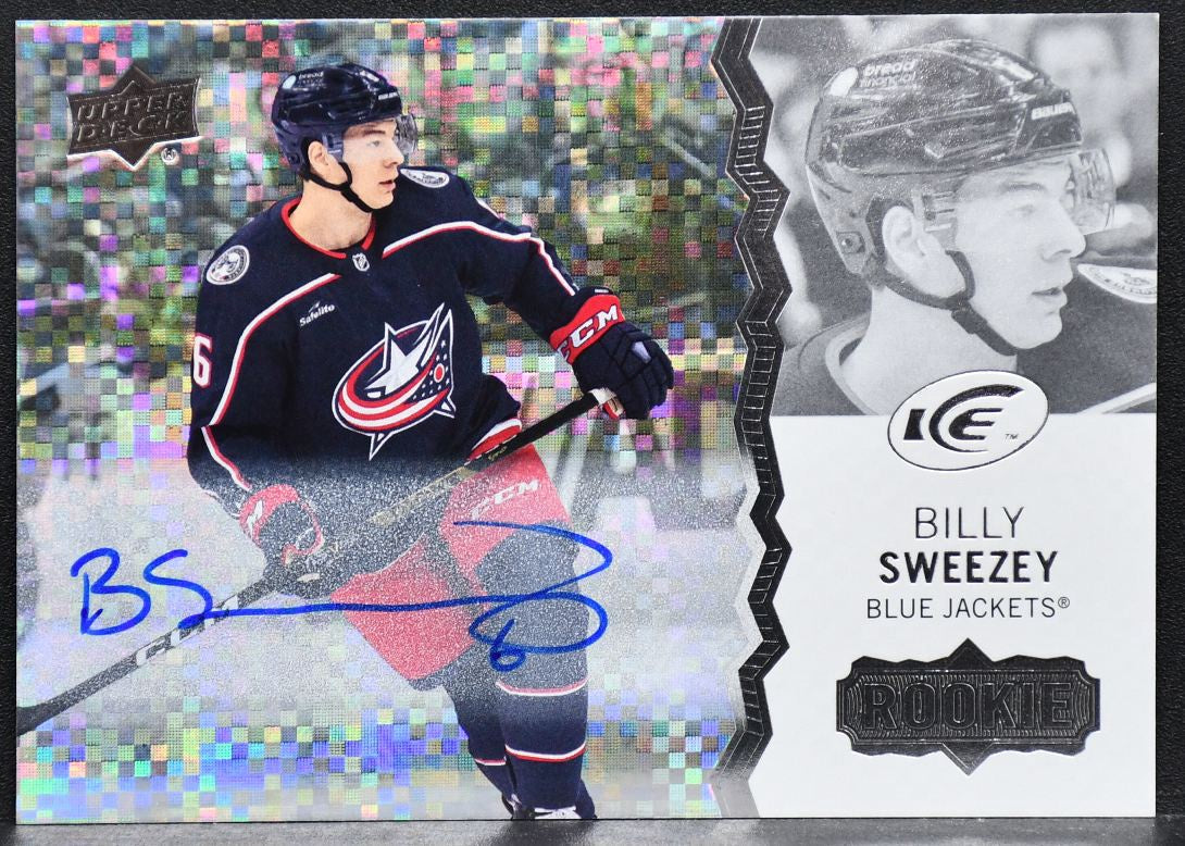 2023-24 UD Ice Rookie White Snowflake Autographs Billy Sweezey 120 RC Auto