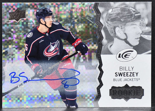 2023-24 UD Ice Rookie White Snowflake Autographs Billy Sweezey 120 RC Auto