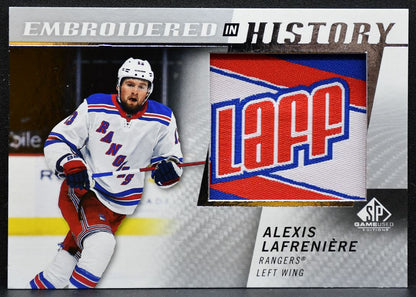 2021-22 SP Game Used Embroidered in History Alexis Lafreniere 22 Rangers 0429