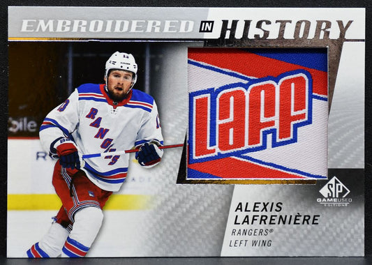 2021-22 SP Game Used Embroidered in History Alexis Lafreniere 22 Rangers 0429