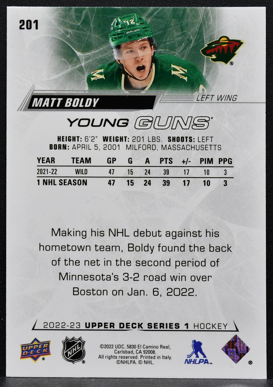 2022-23 Upper Deck Series 1 Young Guns Matt Boldy 201 Minnesota Wild RC 3611