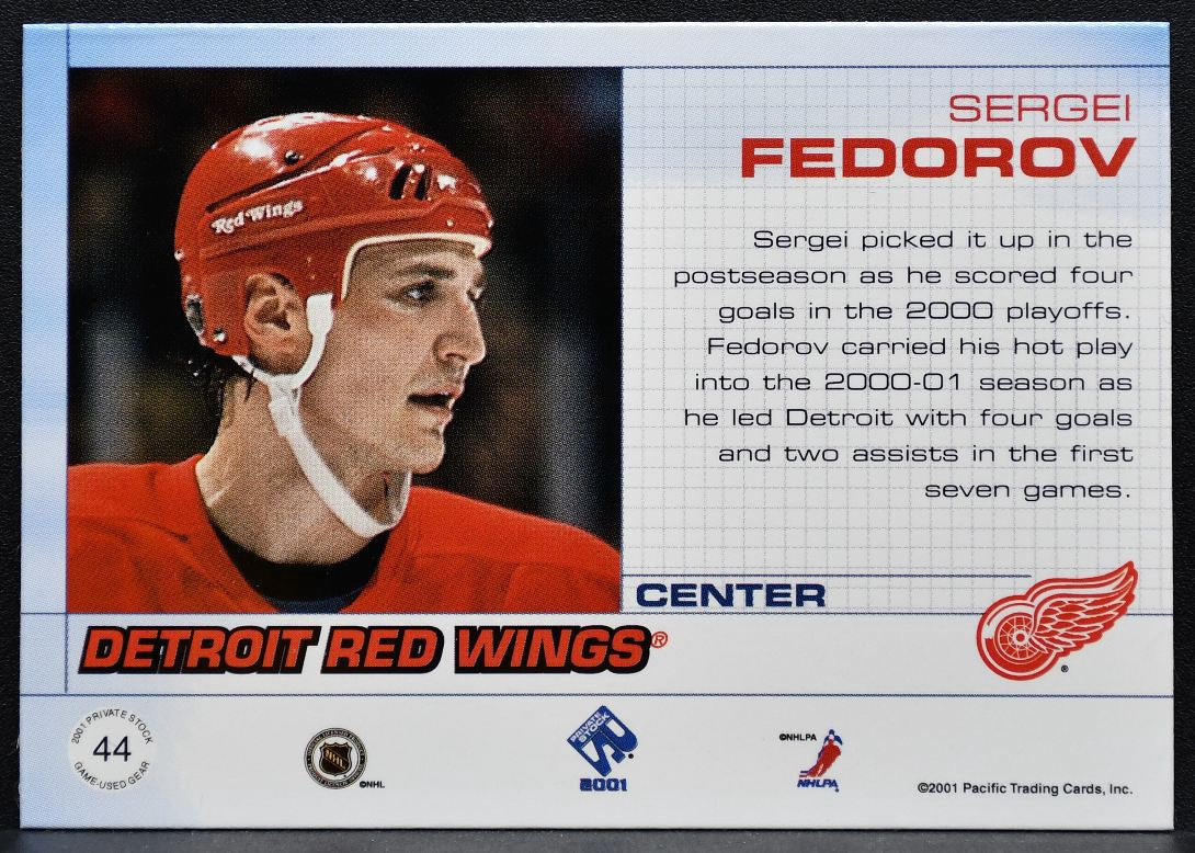 2001-02 Pacific Private Stock Jersey Sergei Fedorov Jersey 8728