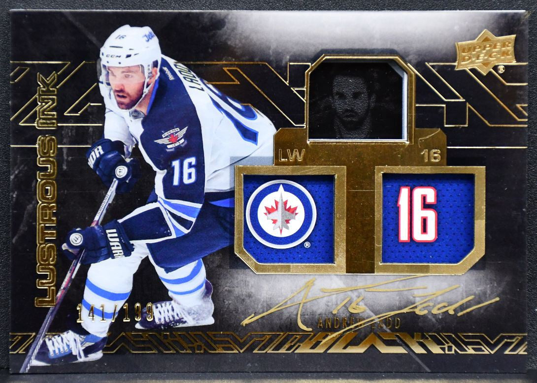 2015-16 UD Black Lustrous Ink Andrew Ladd LI-AL Winnipeg Jets Auto 141/199 5593