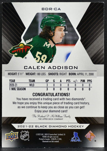 2021-22 UD Black Diamond Relic Rookies Double Diamond Calen Addison Wild RC 1747