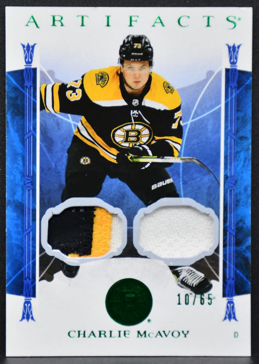 2022-23 UD Artifacts Blue Material Charlie McAvoy 80 Boston Bruins 10/65 Patch 2876
