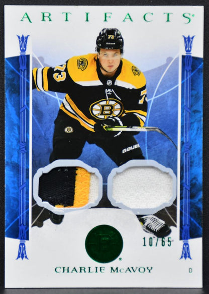2022-23 UD Artifacts Blue Material Charlie McAvoy 80 Boston Bruins 10/65 Patch 2876