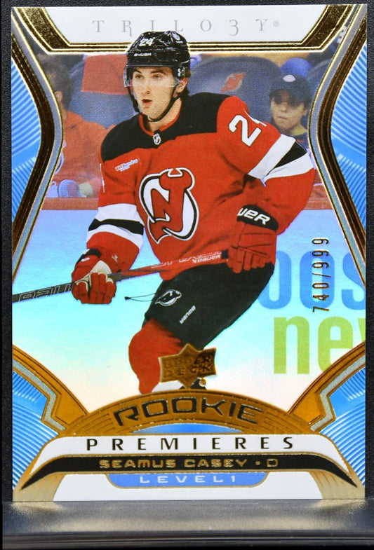 2024-25 UD Extended Trilogy Rookie Premieres Common Casey Devils RC /999 0779