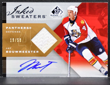 2007-08 SP Game Used Inked Sweaters Jay Bouwmeester Auto 19/50 Jersey 9519