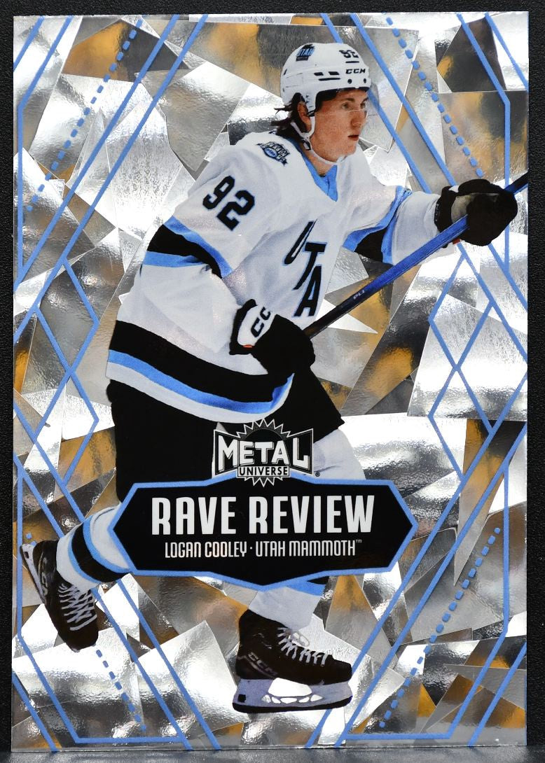 2025-26 SkyBox Metal Universe Rave Review Logan Cooley RR-27 Utah Mammoth 9669