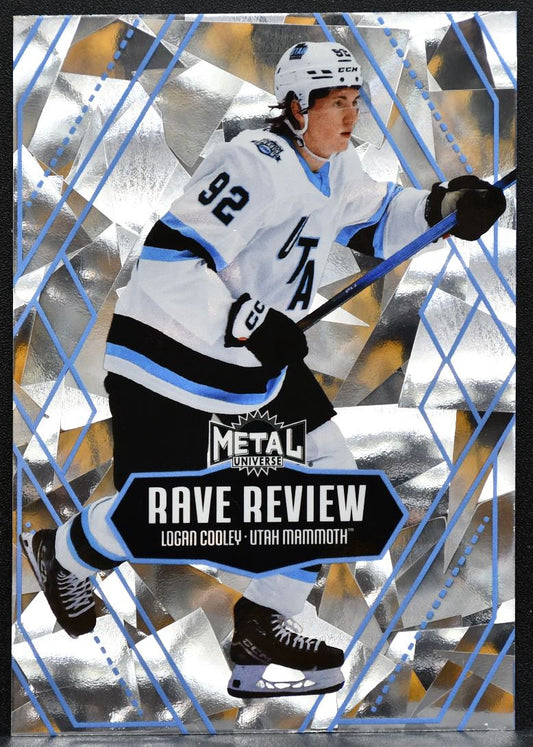 2025-26 SkyBox Metal Universe Rave Review Logan Cooley RR-27 Utah Mammoth 9669