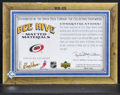 2006-07 Upper Deck Bee Hive Matted Materials Eric Staal Hurricanes Jersey 2424