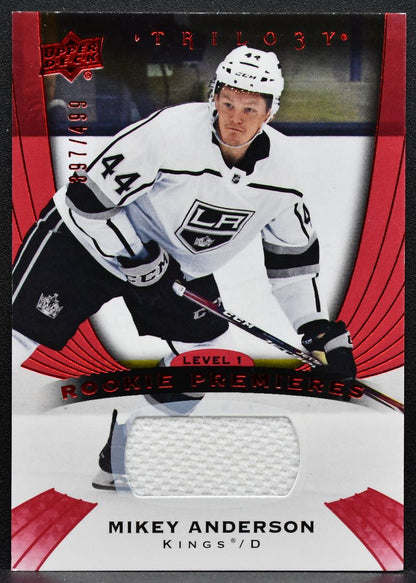 2020-21 UD Trilogy Rookie Premieres Red Foil Mikey Anderson Kings RC Jersey 6880