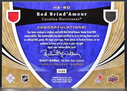 2008-09 UD Trilogy Honorary Swatches Rod Brind'Amour Hurricanes Jersey 9068