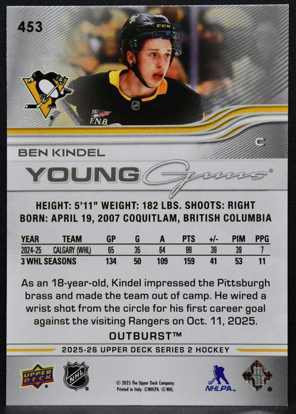2025-26 Upper Deck Series 2 Young Guns Outburst Ben Kindel 453 RC 1777