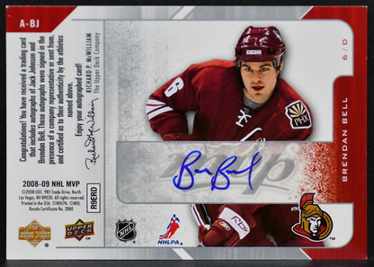 2008-09 UD MVP One on Jack Johnson/Brendan Bell A-BJ Kings / Senators Auto 7969