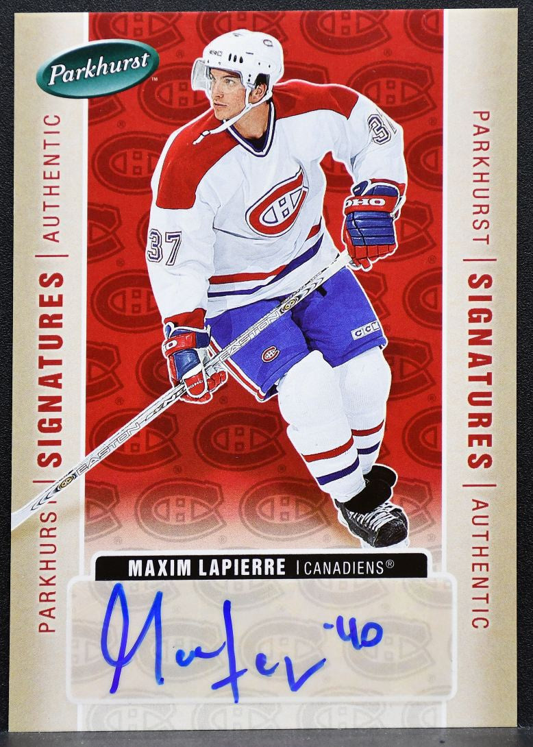 2005-06 Upper Deck Parkhurst Signatures Maxim Lapierre ML Canadiens Auto 9763