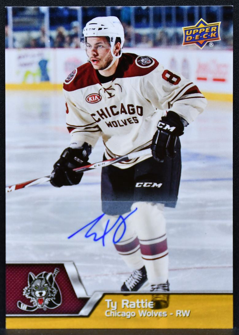 2014-15 Upper Deck AHL Auto Ty Rattie 102 Chicago Wolves Auto 6221