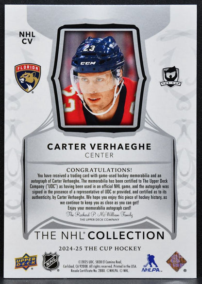 2024-25 UD The NHL Collection Auto Patch Carter Verhaeghe Auto Patch 5763