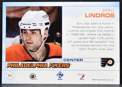 2000-01 Pacific Private Stock Game Gear Eric Lindros 84 Flyers Jersey 5184