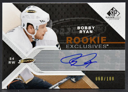 2007-08 SP Game Used Rookie Exclusives Bobby Ryan RE-BR RC Auto 060/100