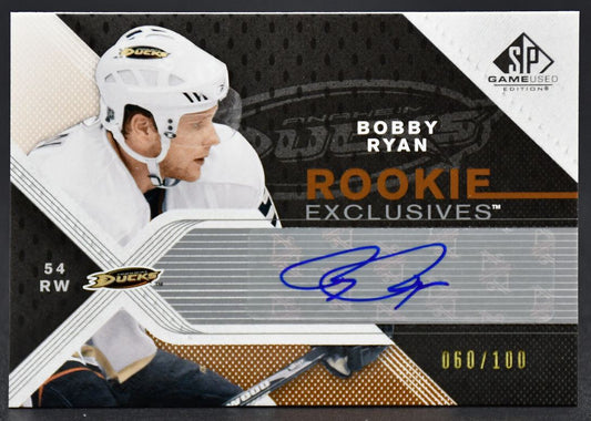 2007-08 SP Game Used Rookie Exclusives Bobby Ryan RE-BR RC Auto 060/100