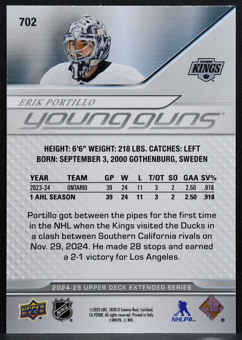 2024-25 UD Extended Series Deluxe Young Guns Erik Portillo Kings RC 077/250 0795