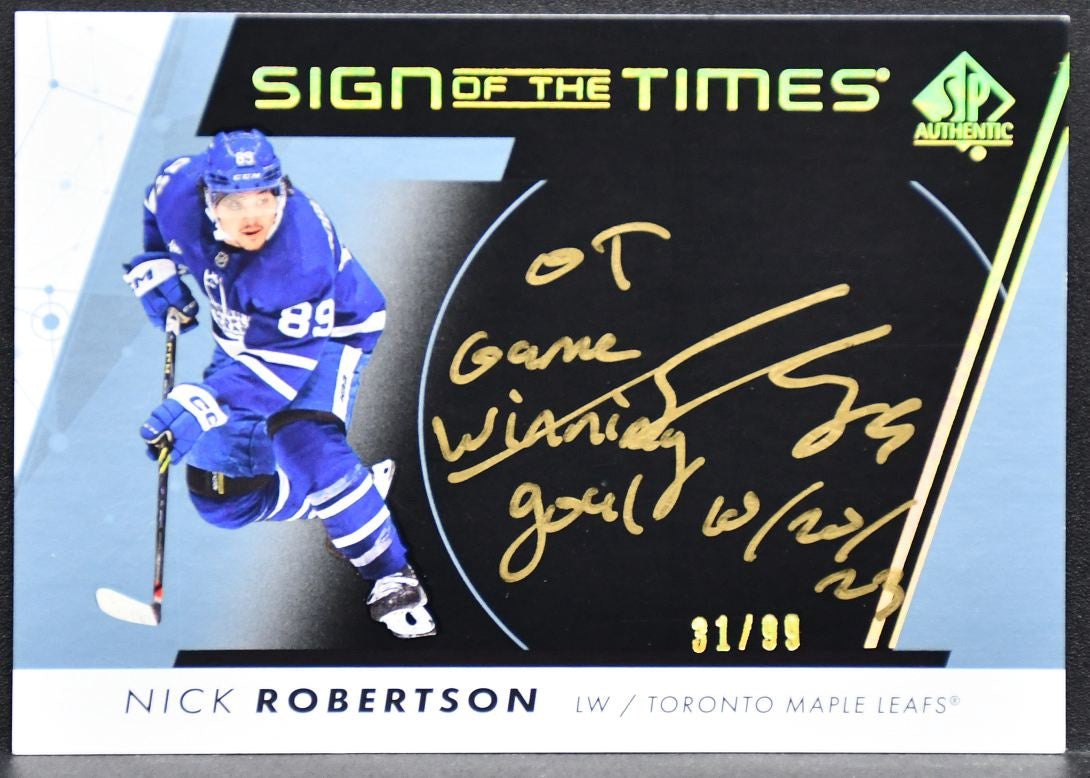 2022-23 SP Authentic Sign of the Times Gold Inscribed Robertson SOTT-NR Auto /99