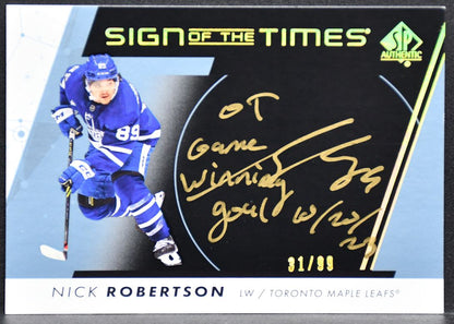 2022-23 SP Authentic Sign of the Times Gold Inscribed Robertson SOTT-NR Auto /99