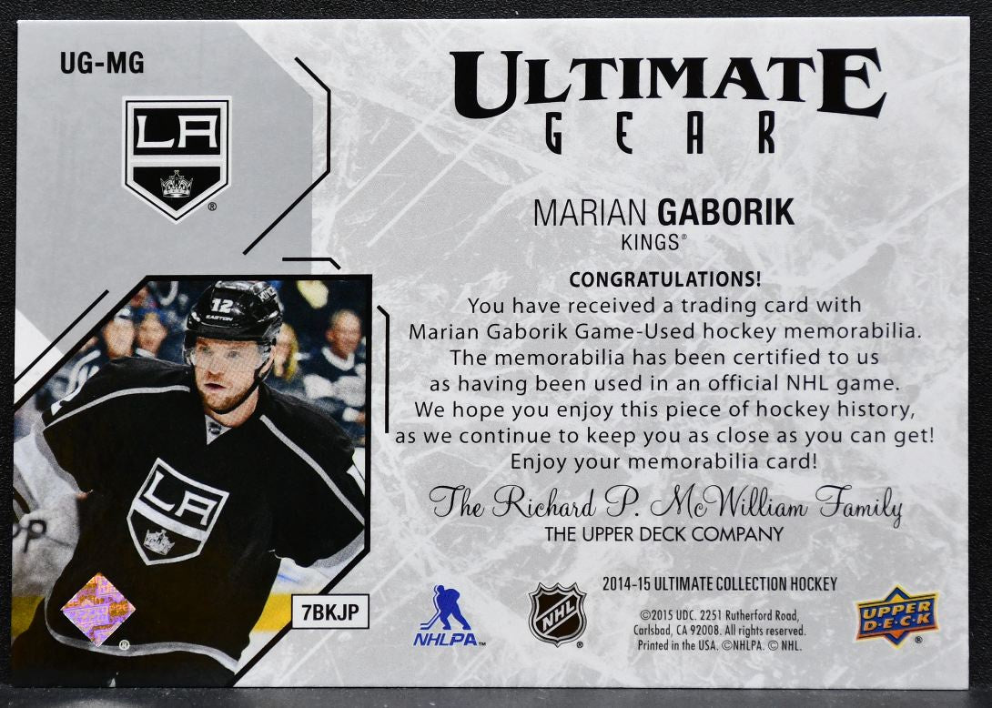 2014-15 Upper Deck Ultimate Collection Gear Marian Gaborik Kings Jersey 8931