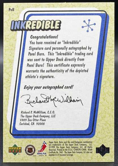 1999-00 UD Retro Inkredible Pavel Bure PAB Florida Panthers Auto