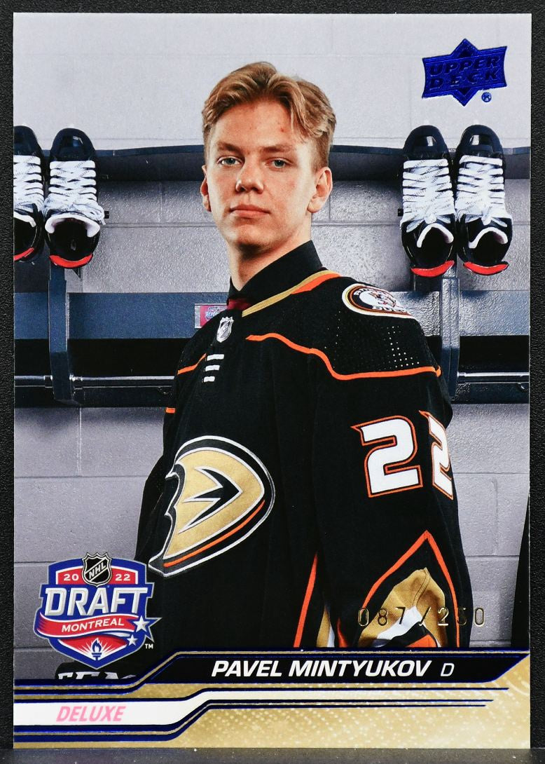 23-24 UD Extended Series 1st Round RCs Deluxe Pavel Mintyukov 731 Ducks RC /250 8037