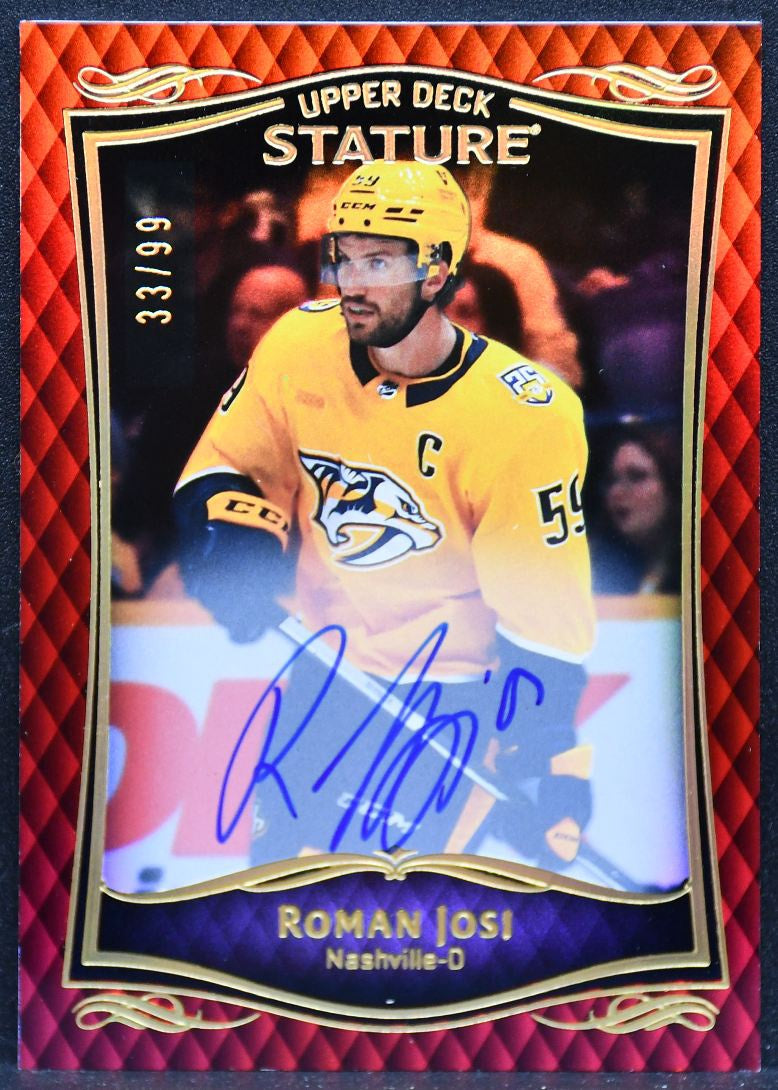 2023-24 Upper Deck Stature Auto Red Roman Josi 22 Predators Auto 33/99 4623