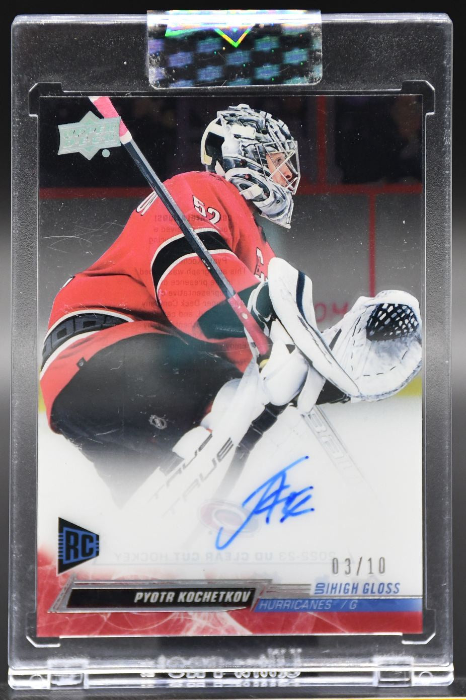 2022-23 UD Clear Cut Kochetkov CC-PK Carolina Hurricanes RC Auto 03/10