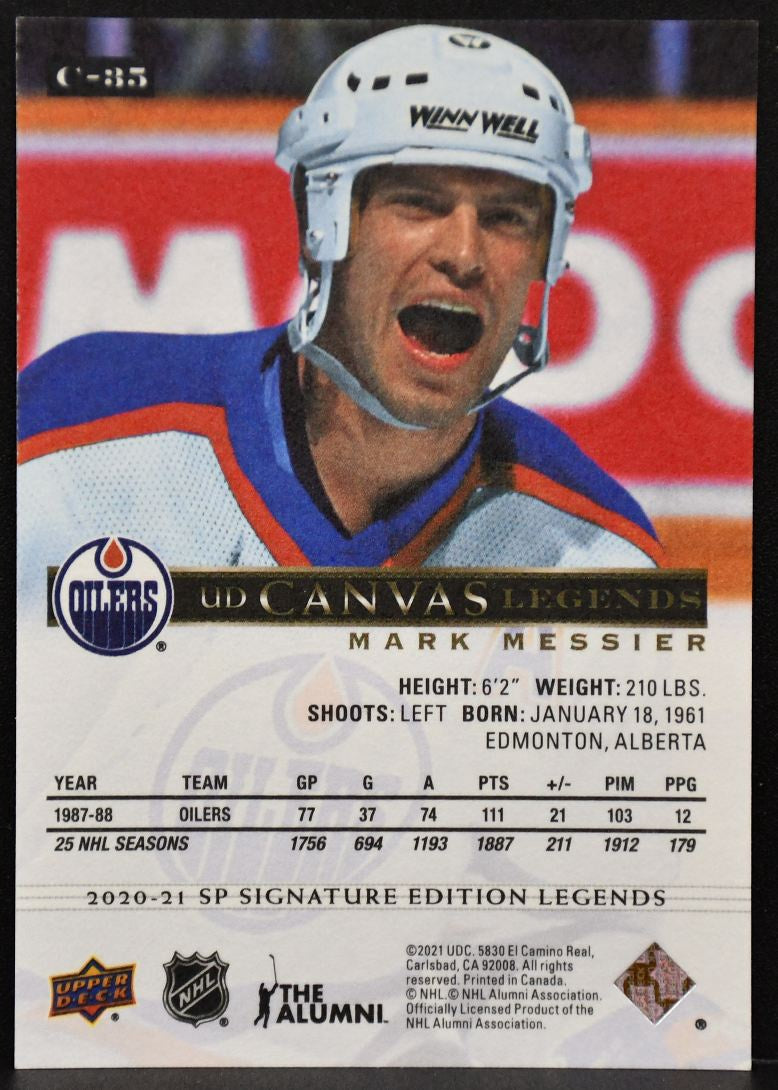 20-21 SP Signature Edition Legends UD Canvas Legends Mark Messier C-35 Oilers 6743