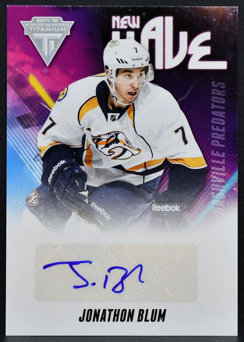 2011-12 Panini Titanium New Wave Autographs Jonathon Blum 49 Predators Auto 7952