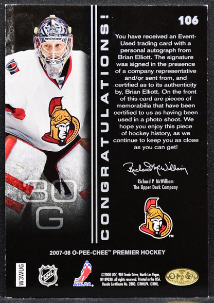 2007-08 O-Pee-Chee Premier Auto Jersey Brian Elliott 106  RC Auto 275/299 Jersey