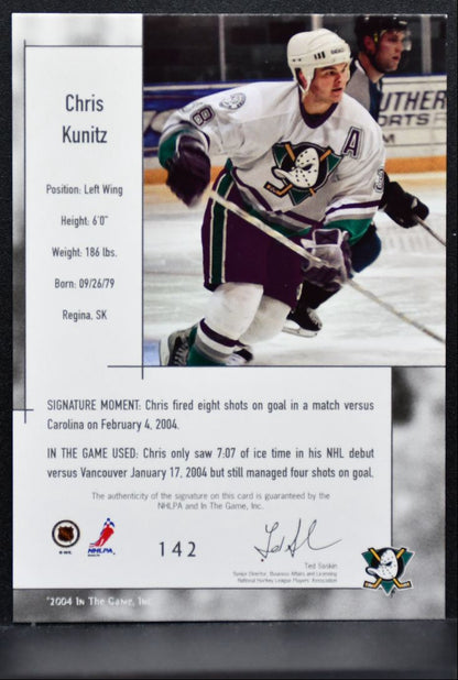 2003-04 In The Game Used Signature Series Auto Kunitz Auto 016/135 0086