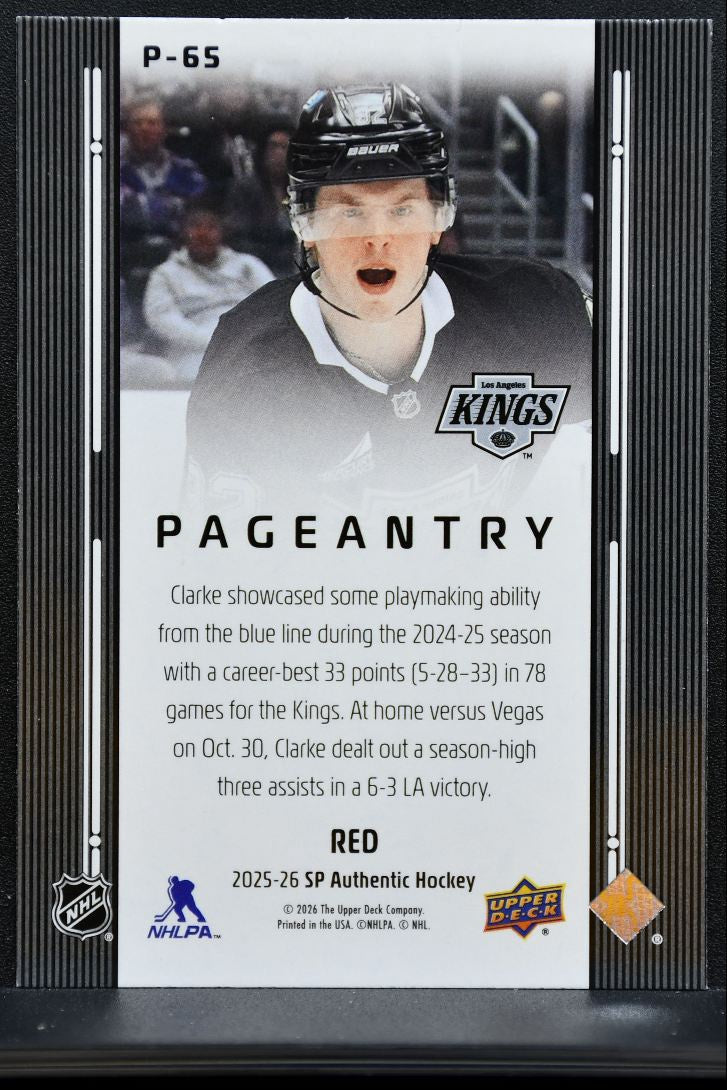 2025-26 SP Authentic Pageantry Red Brandt Clarke P-65 Los Angeles Kings 3482