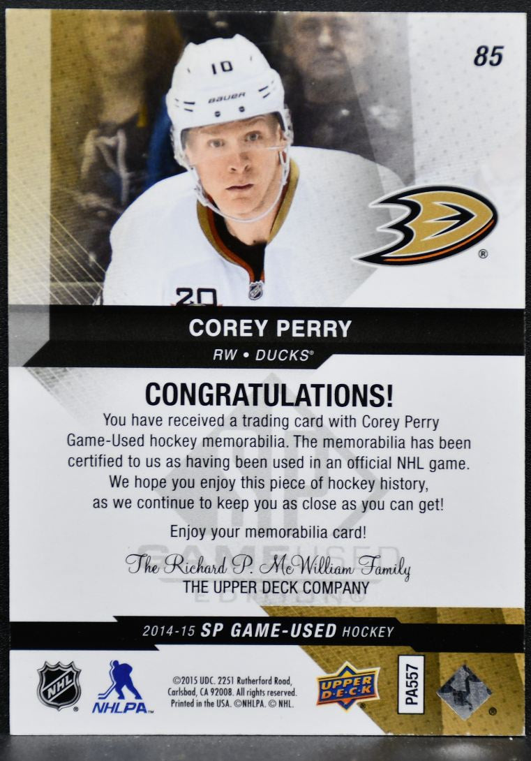 2014-15 SP Game Used Gold Jerseys Corey Perry 85 Jersey 9745