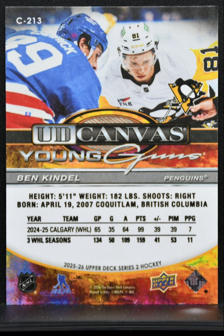 2025-26 Upper Deck Series 2 UD Canvas Young Guns Ben Kindel Penguins RC 0337