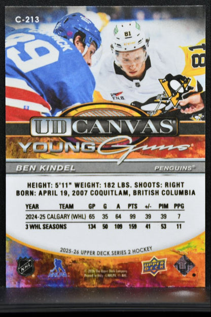 2025-26 Upper Deck Series 2 UD Canvas Young Guns Ben Kindel Penguins RC 0337