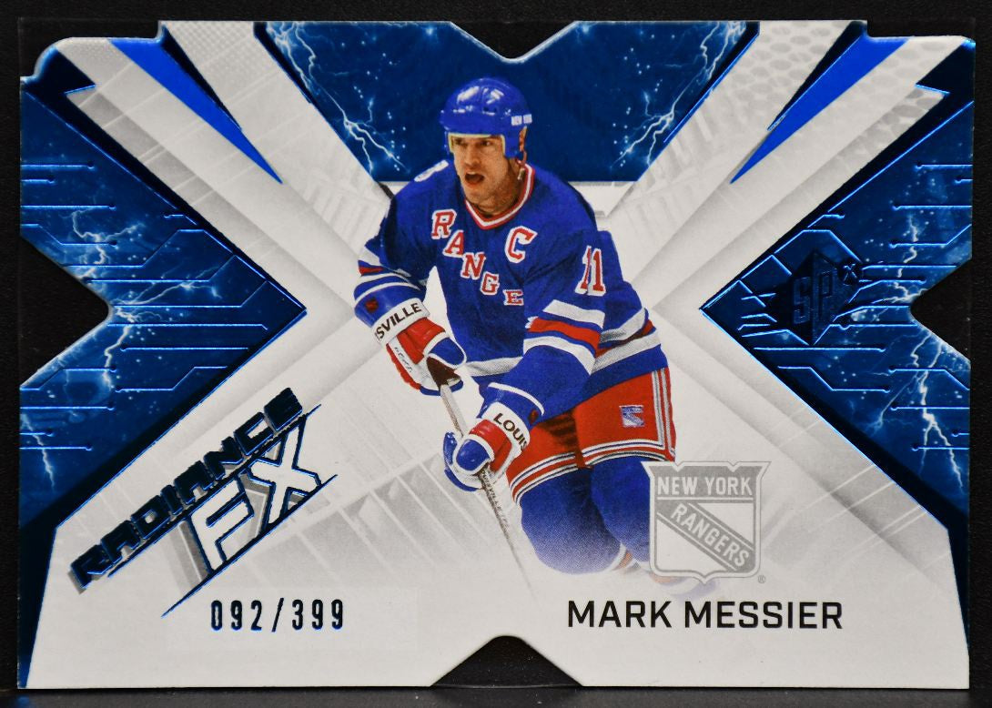 2022-23 SPx Radiance FX Blue Mark Messier RFX-4 New York Rangers 092/399 1319
