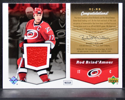 2006-07 UD MVP One on One Dual Memorabilia Richards/Brind'Amour Jersey 3520