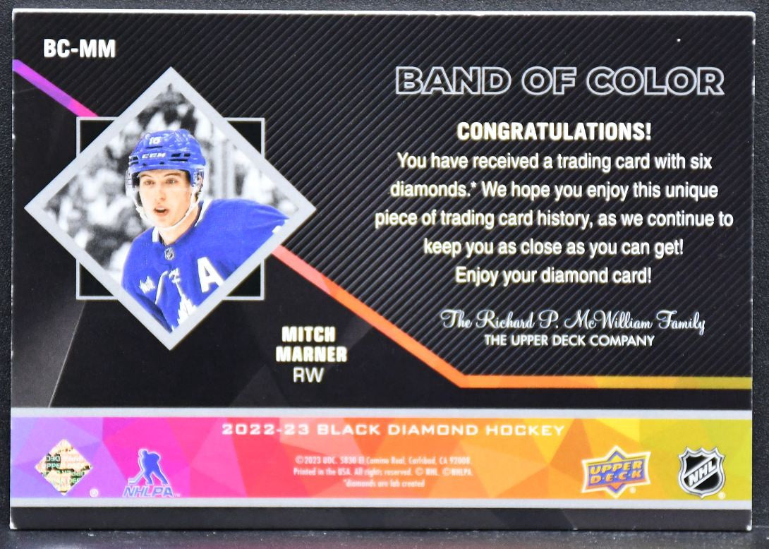 2022-23 UD Black Diamond Band of Color 6 Mitch Marner BC-MM  12/22 Base