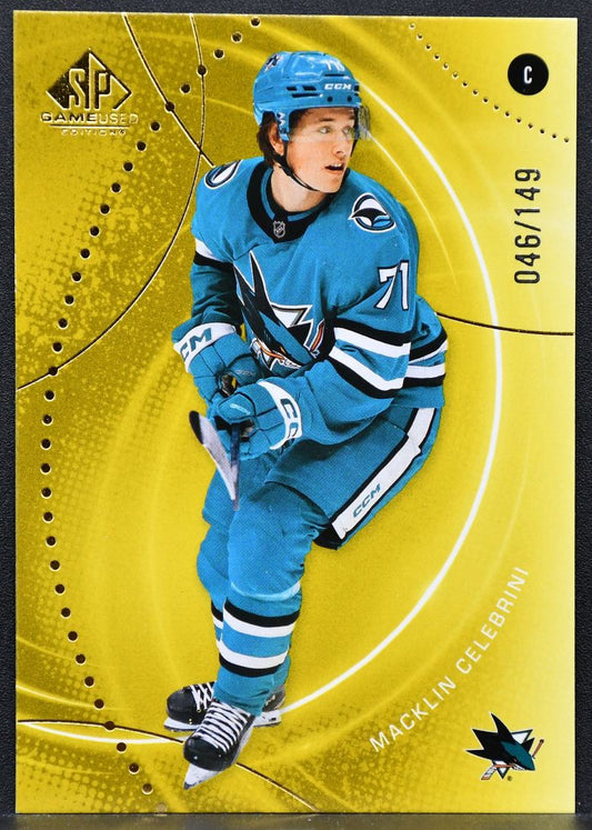 2025-26 SP Game Used Gold Macklin Celebrini 160 San Jose Sharks 046/149 1470