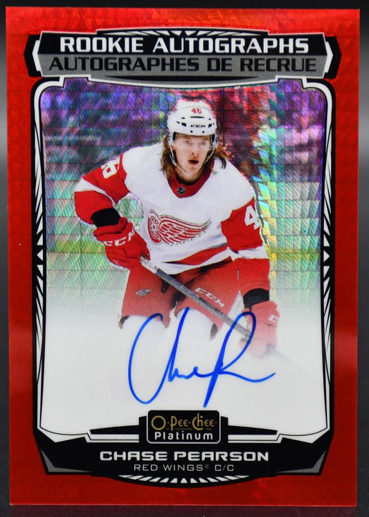 2022-23 OPC Platinum Chase Pearson R-CP Detroit Red Wings RC Auto 18/50